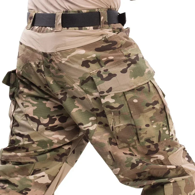 G3 Combat Pants +Pads Elastic Sport Pant Tactical Gear CP Climbing Camo Outdoor Tactic Pants Airsoft Cargo Casual Work Trouser