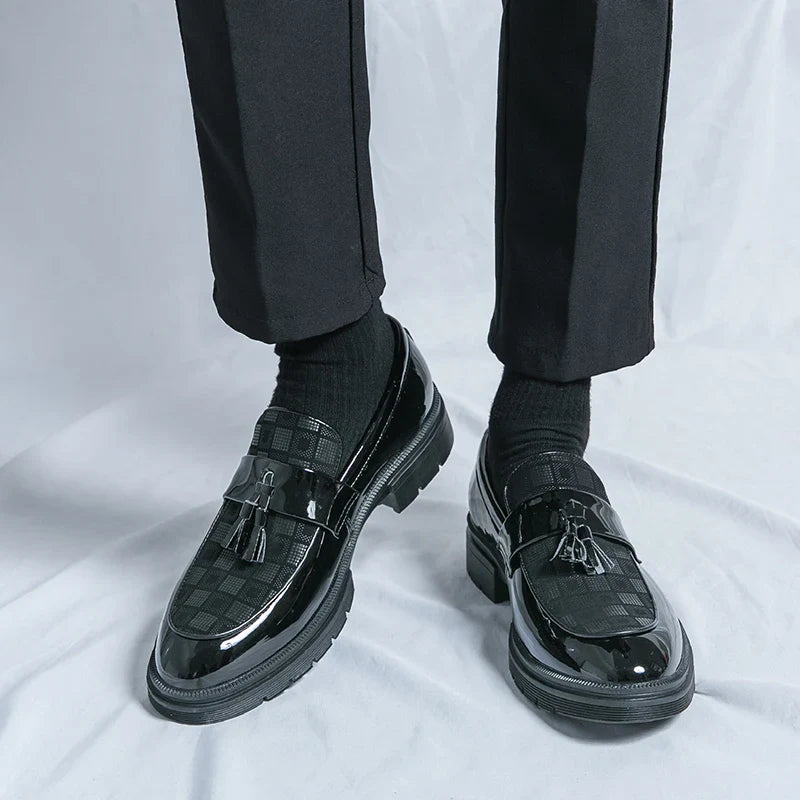 Leather Men Casual Black Tassel Loafers Handmade Soft Leisure Shoes Breathable Slip-On Comfortable for Drive Footwear Moccasins