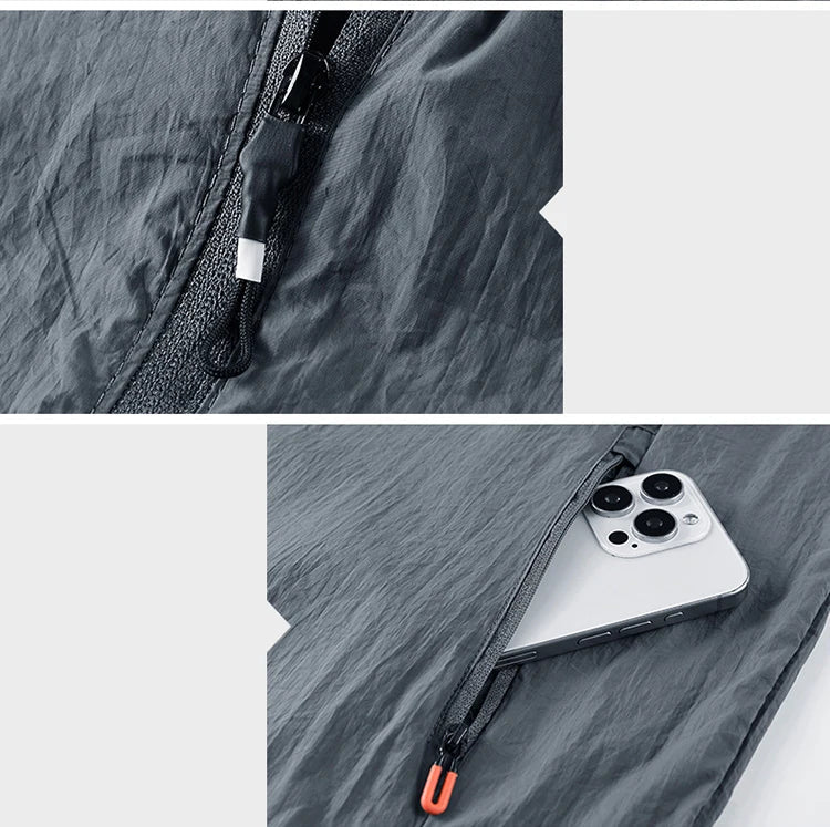 Men's Hooded Sun Protection Jacket Lightweight Outdoor Windbreaker Quick Dry Breathable UV Coat for Hiking Running Travel Beach