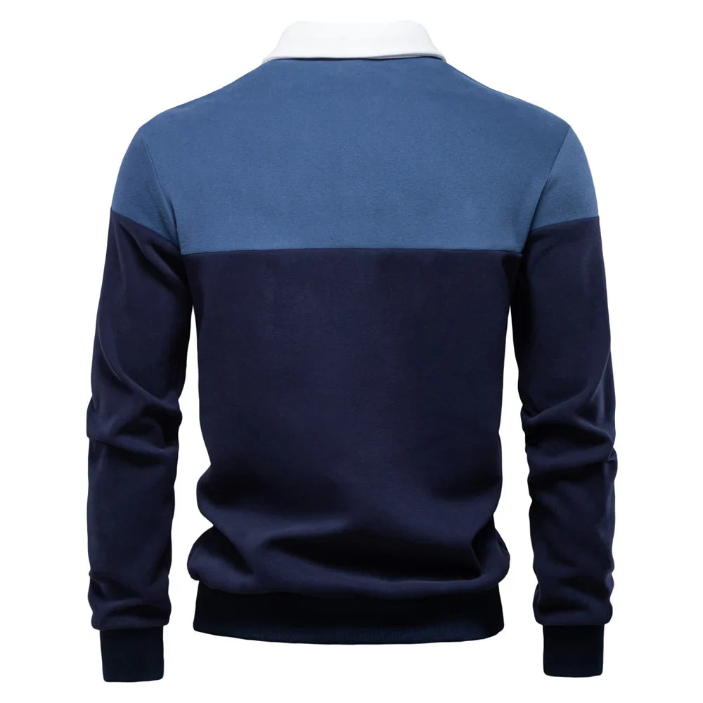 Men's Premium Cotton Sweatshirt Color Block Sweatshirt Long Sleeve Business Casual Social Sweatshirt