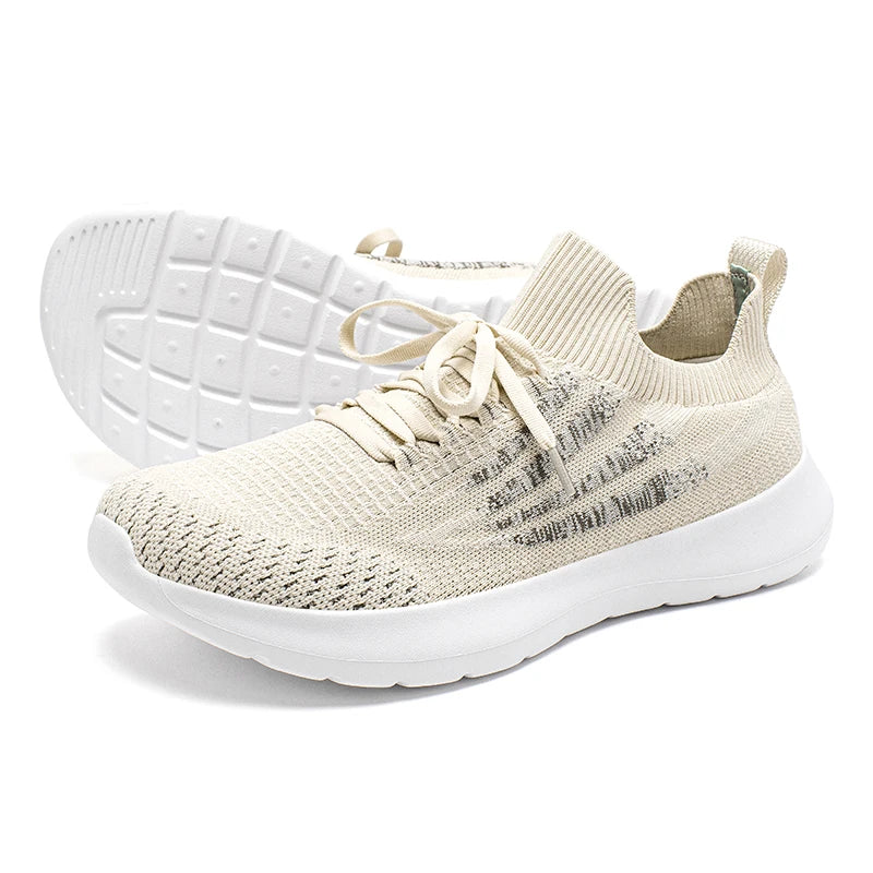 Unisex Running Sneakers Wide Toe Mesh Breathable Walking Shoes Non Slip Lace-Up Hiking Sneakers