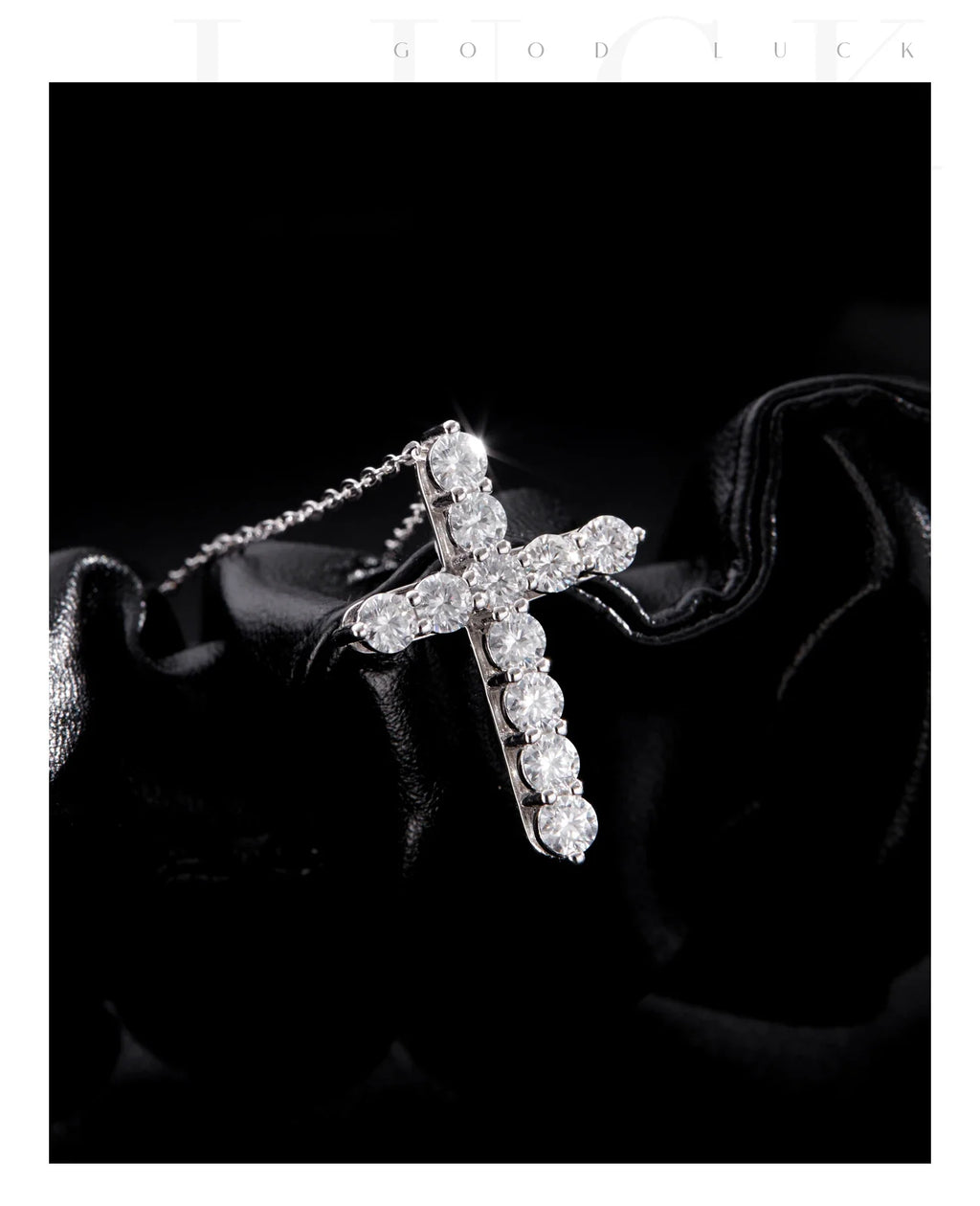 D Color Moissanite Necklace 925 Sterling Silver Exquisite Cross Link Chain Pendant Necklace For Women Fine Jewelry Gift