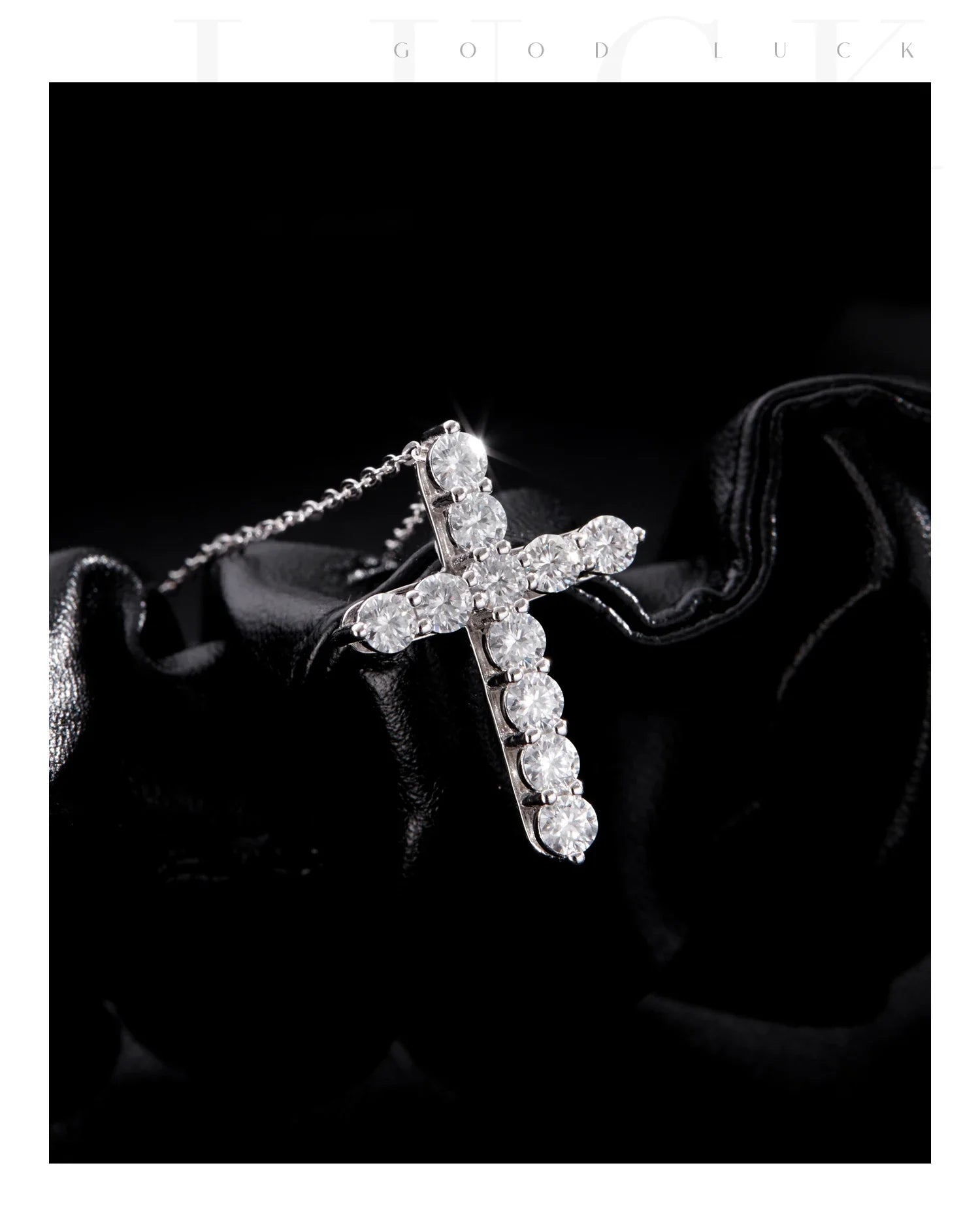 D Color Moissanite Necklace 925 Sterling Silver Exquisite Cross Link Chain Pendant Necklace For Women Fine Jewelry Gift