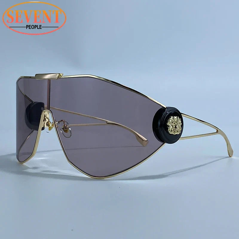 Oversized One-Piece Mask Punk Sunglasses Women 2026 Luxury Brand Vintage Windproof Sun Glasses Wrap Around Shades Shield Goggle