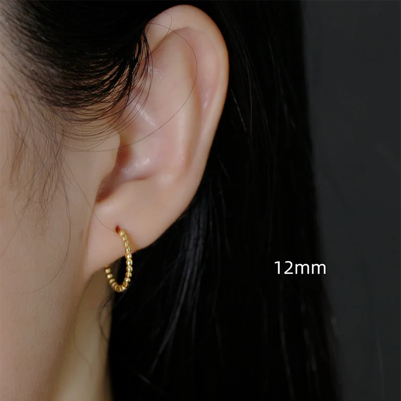 925 Sterling Silver Fashion Minimalist Beads Huggies Hoop Earrings for Women Trend Charm Ear Buckle Bohemian Jewelry Gift