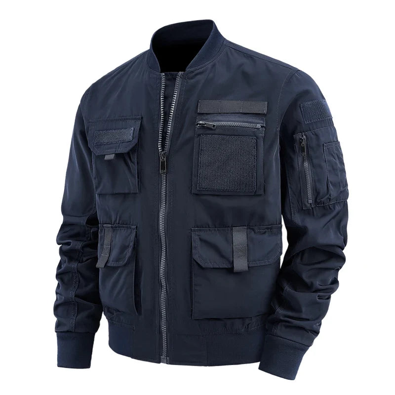 Spring And Autumn New Men's Jacket Solid Color Multi-Pocket Zipper Jacket Fashion Simple Casual Versatile Mening's Clothing