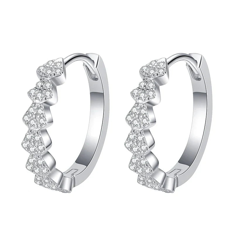 Full Moissanite Hoop Earrings for Women Brilliant cut Bride Wedding Jewelry 100% S925 Sterling Silver Plated 18k Earring