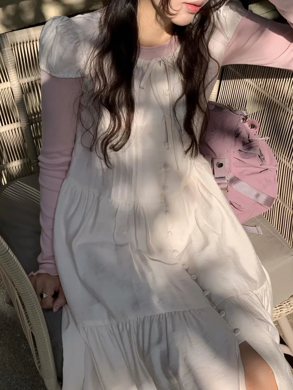 Spring 2025 Chic A-Line Dr Korean Sle Long Svel Women's Faionable Gown Ele Personali Commute Suitable Dr