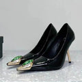 Iron Head Fashion Heterosexual Red High Heels Fox Head Jewel Decoration New Plus Size Banquet Shoes for Women High Heels