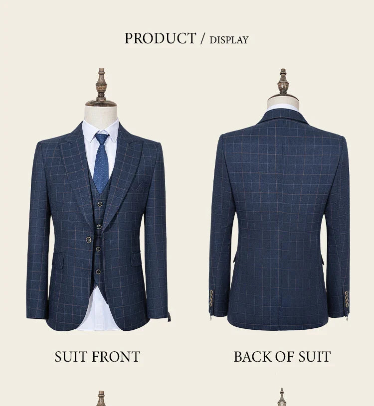 High Quality Plaid suit Formal Business Office Men's Suits Fashionable and Casual evening gown