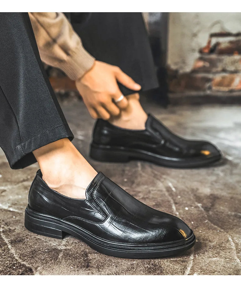 Retro Business Dress Derby Shoes for Men Spring Autumn New Designer Wedding Shoes Male Solid Color Cow Leather Shoes Man