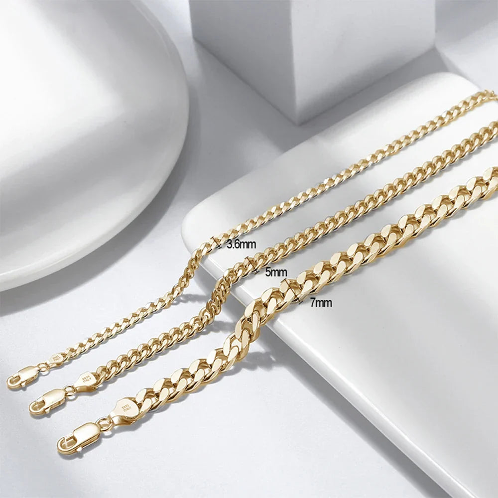 Women Men's Bracelets Curb Cuban Chain 925 Sterling Silver Luxury Fashion Jewelry Gift Christmas Couple Jewellery SB104