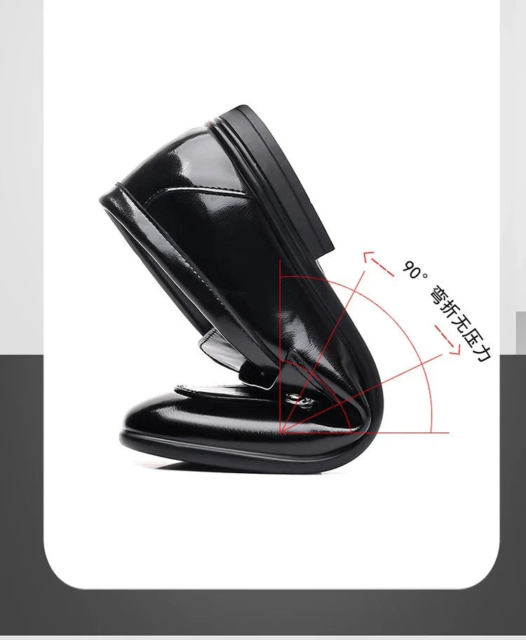 2026 Spring New Men's Glossy Leather Loafers Slip-On Business Casual Dress Shoes Male Non-slip Formal Office Shoes for Man