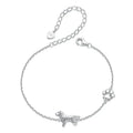 Solid 925 Sterling Silver Cute Cat / Dog Chain Bracelet for Women Delicate Jewelry Pet Bracelet for Gift SCB290