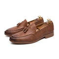 Men leather pointed casual loafers retro braid business shoes Korean fashion tide