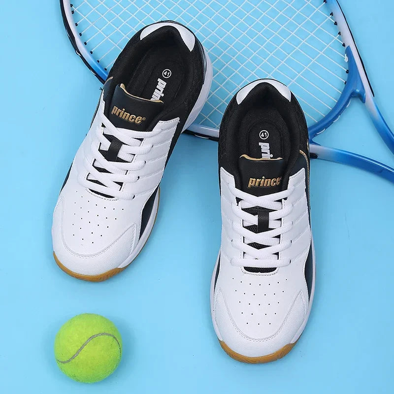 Professional Leather Men Badminton Shoes Couple Anti-Slip Training Sneaker Lightweight Women Tennis Shoes Volleyball Sport Shoes