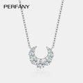 0.66CT Full Moissanite Necklace for Women S925 Pure Silver Moon Design Laboratory Diamond Pendant Fashion Luxury Jewelry
