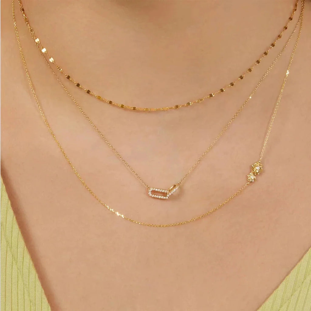 925 Sterling Silver Geometric Smooth Necklace Women With Interlocking Collarbone Chain Holiday Gift Party Fine Jewelry