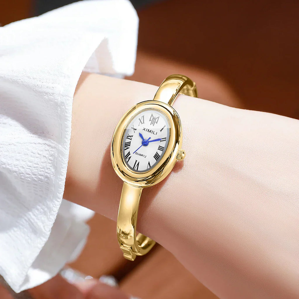 Elegant Oval Roma Dial Women Quartz Watch Fashion Bracelet Strap Ladies Wristwatch Reloj Mujer Girls Clock Gift
