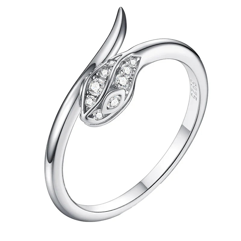 New All Moissanite Serpentine Rings for Women Index Finger Matching Band S925 Sterling Silver Plated 18K Gold Jewelry