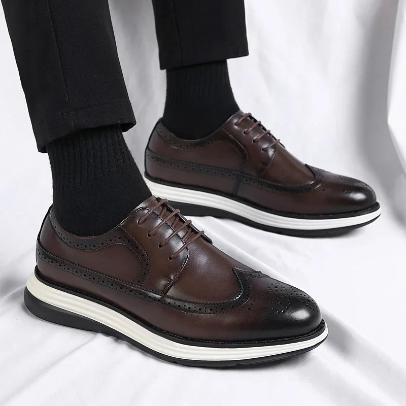 High End British Style Office Business Dress Shoes Men's Casual Leather Thick Soled Simple Walking Shoes Fashion Oxford Shoes