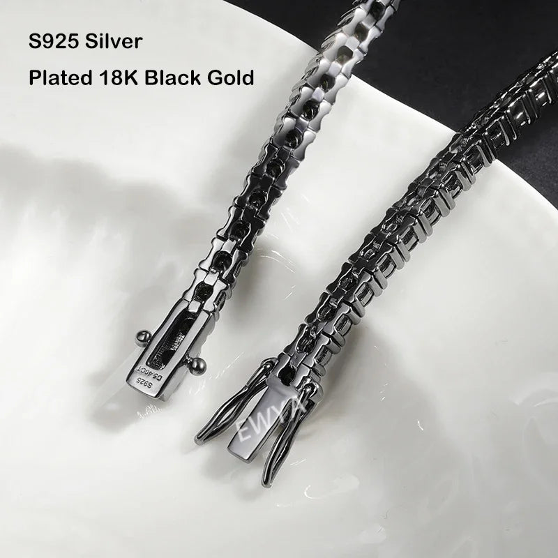 GRA Certified 3mm 0.1CT Gradient Color Black Grey White Moissanite Tennis Bracelet for Men Woman 925 Silver Link Bracelets