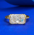 Vintage style broken ice cut 925 silver ring 7 * 11 high carbon diamond cube candy INS diamond ring light luxury gift