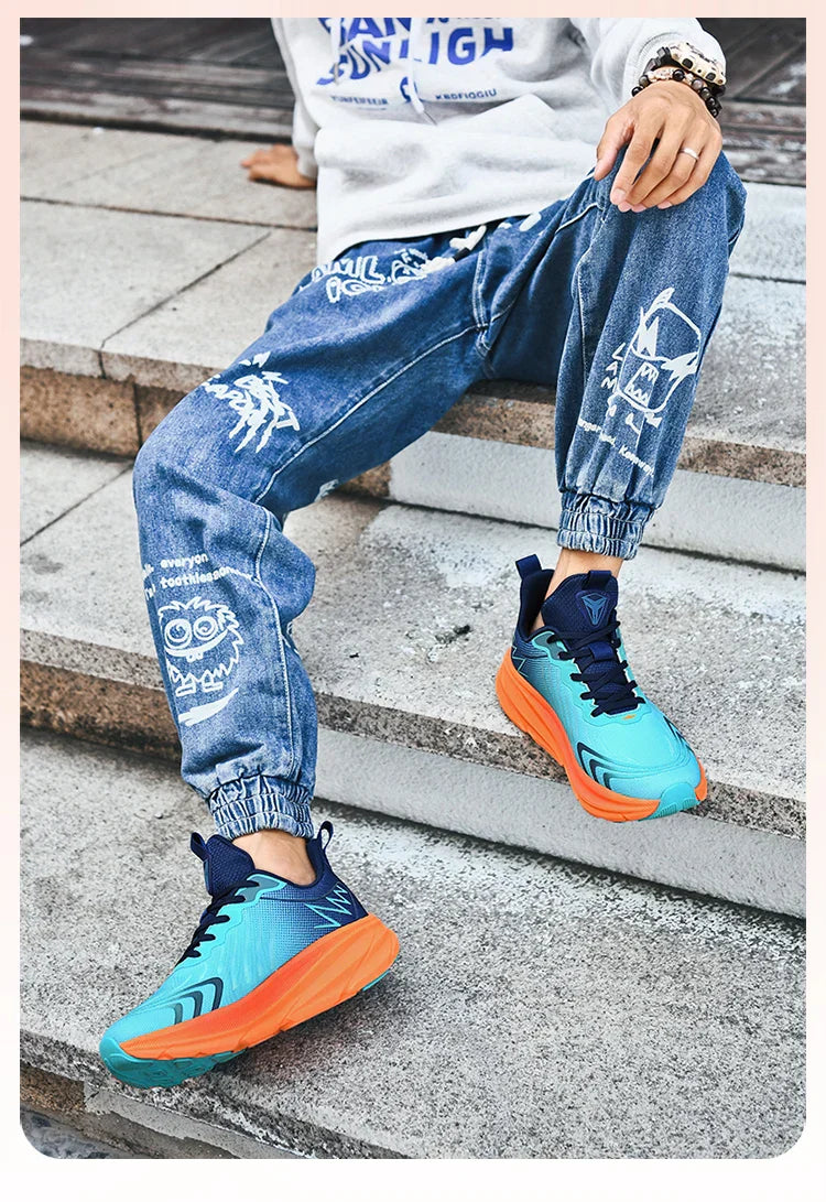 Carbon Plate Air Cushion Running Shoes for Men Soft Chunky Sneakers Women Daily Commuting Shoes Outdoor Casual Walking Shoes