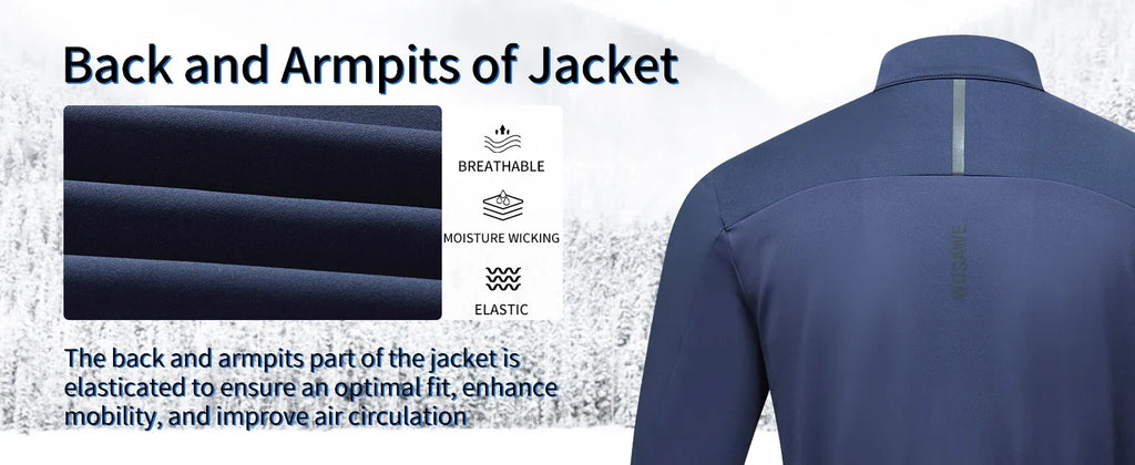 Men's Cycling Jacket Winter Thermal Long Sleeve Fleece MTB Jacket Bicycle Top Bike Clothing with 3 Rear Pockets 0℃-15℃