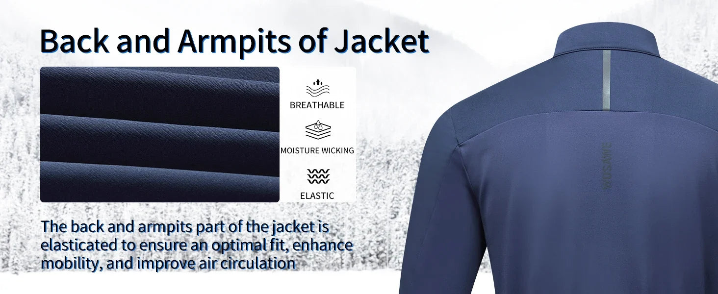 Men's Cycling Jacket Winter Thermal Long Sleeve Fleece MTB Jacket Bicycle Top Bike Clothing with 3 Rear Pockets 0℃-15℃