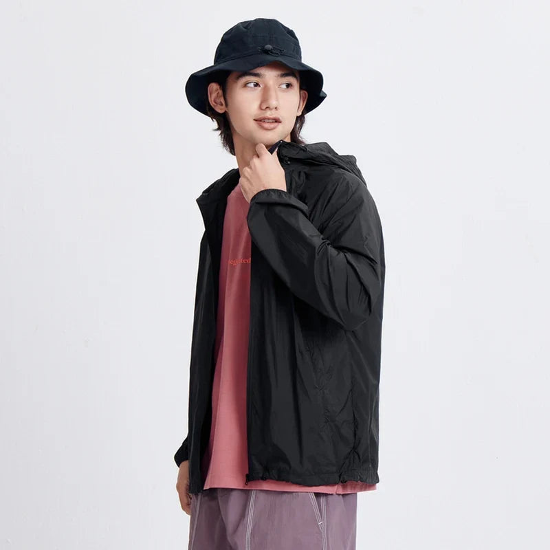 Jacket Men'S Summer Foldable Storage Top Simple Casual Style Hooded Couple