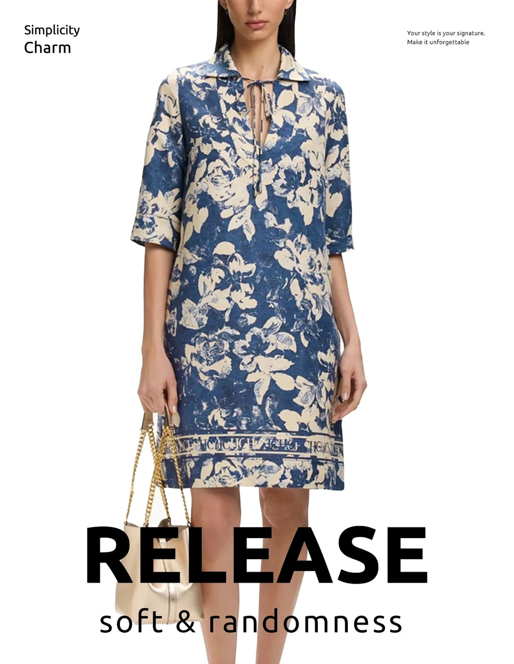 2025 Summer Fashion Women Commuting V Neck Dresses Fashion Midi Printed New Lady Straight Dress