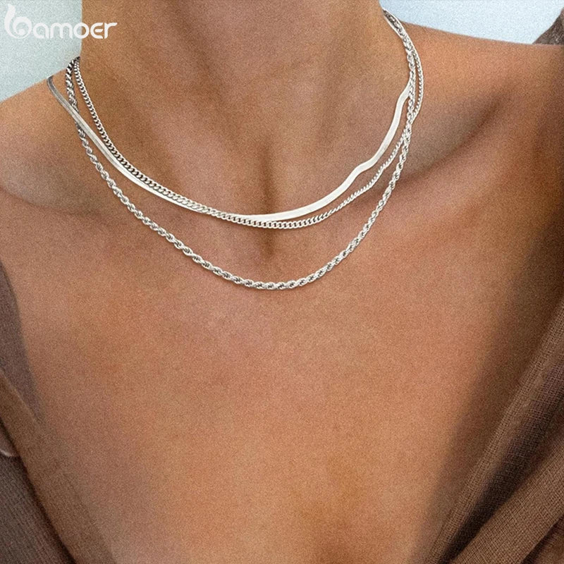Dainty Herringbone Choker Necklace for Women Girls, 925 Sterling Silver Snake Chain Necklace Fashion Jewelry