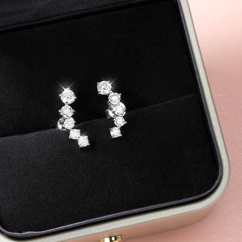 1.16cttw Gradient Gem Full Moissanite Stud Earrings for Women Sparkling Party Jewelry Earrings 925 Sterling Silver 100%