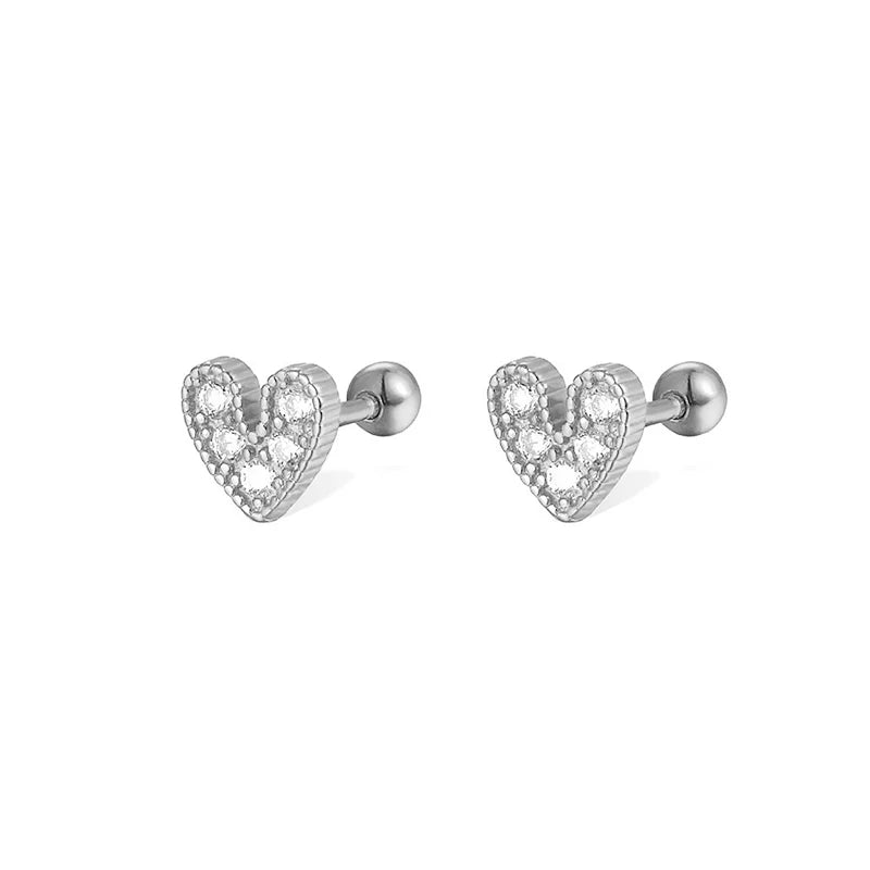 925 Sterling Silver Fashion Love Butterfly Romantic Star Crown Screw Stud Earrings for Women Ear Bone Piercing Jewelry