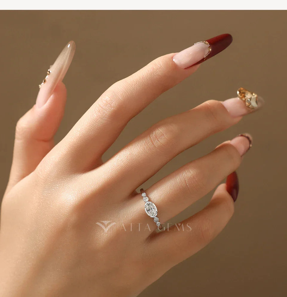 2026 New Simple Sparkling Oval Synthetic Moissanite Rings S925 Sterling Silver For Women Wedding Statement Fine Jewelry