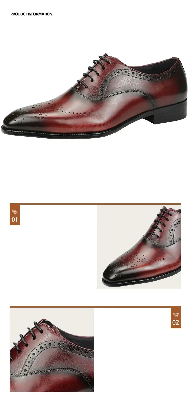 Luxury Dress Genuine Leather Shoes Mens Business Office Work Brogues High Quality Comfortable Formal Wedding Shoe Black&Wine Red
