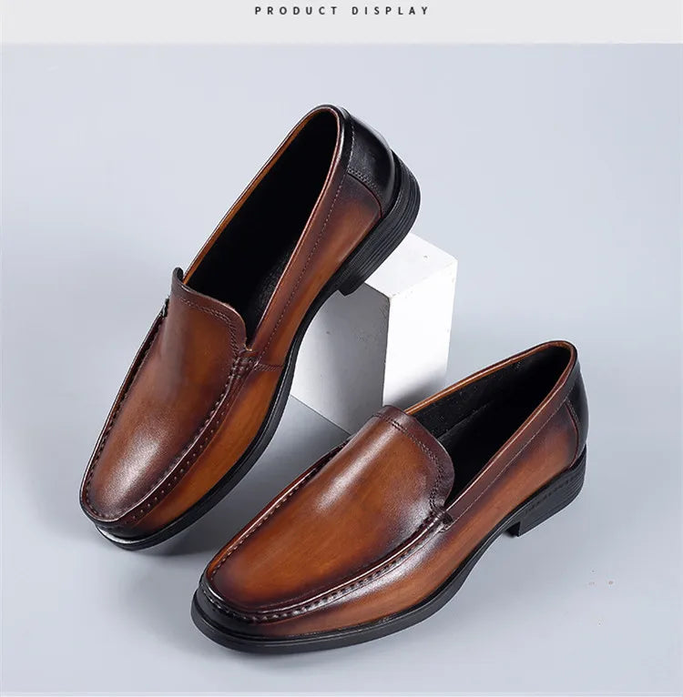 Italian Men's Formal Shoes Luxury Genuine Leather Handmade Black Wedding Soical Suit Buckle 2023 Summer New Oxford Dress Loafers