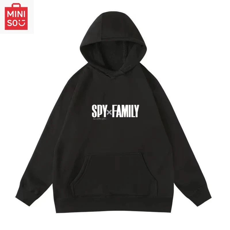 MINISO co-branded SPY×FAMILY Anya Forger print hoodie, loose cartoon, multi-functional, casual and cute girl