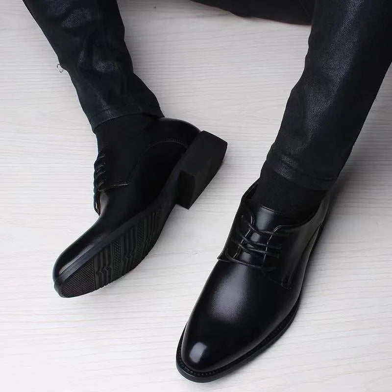 Men’s leather dress shoes business casual formal pointed toe spring autumn black