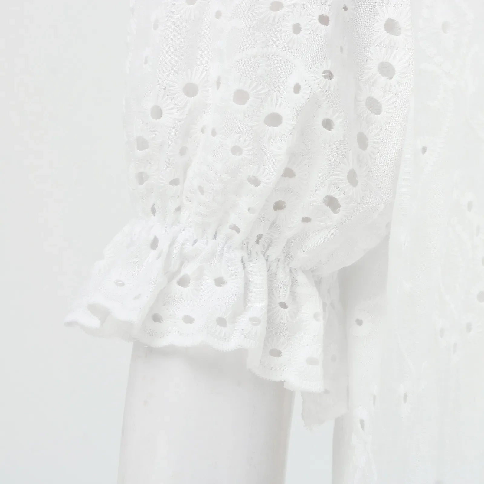 Summer Cotton White Dress for Women Casual Hollow Crochet Bohemian Loose Beach Long Dress Ladies Plus Size Holiday Ruffles Dress