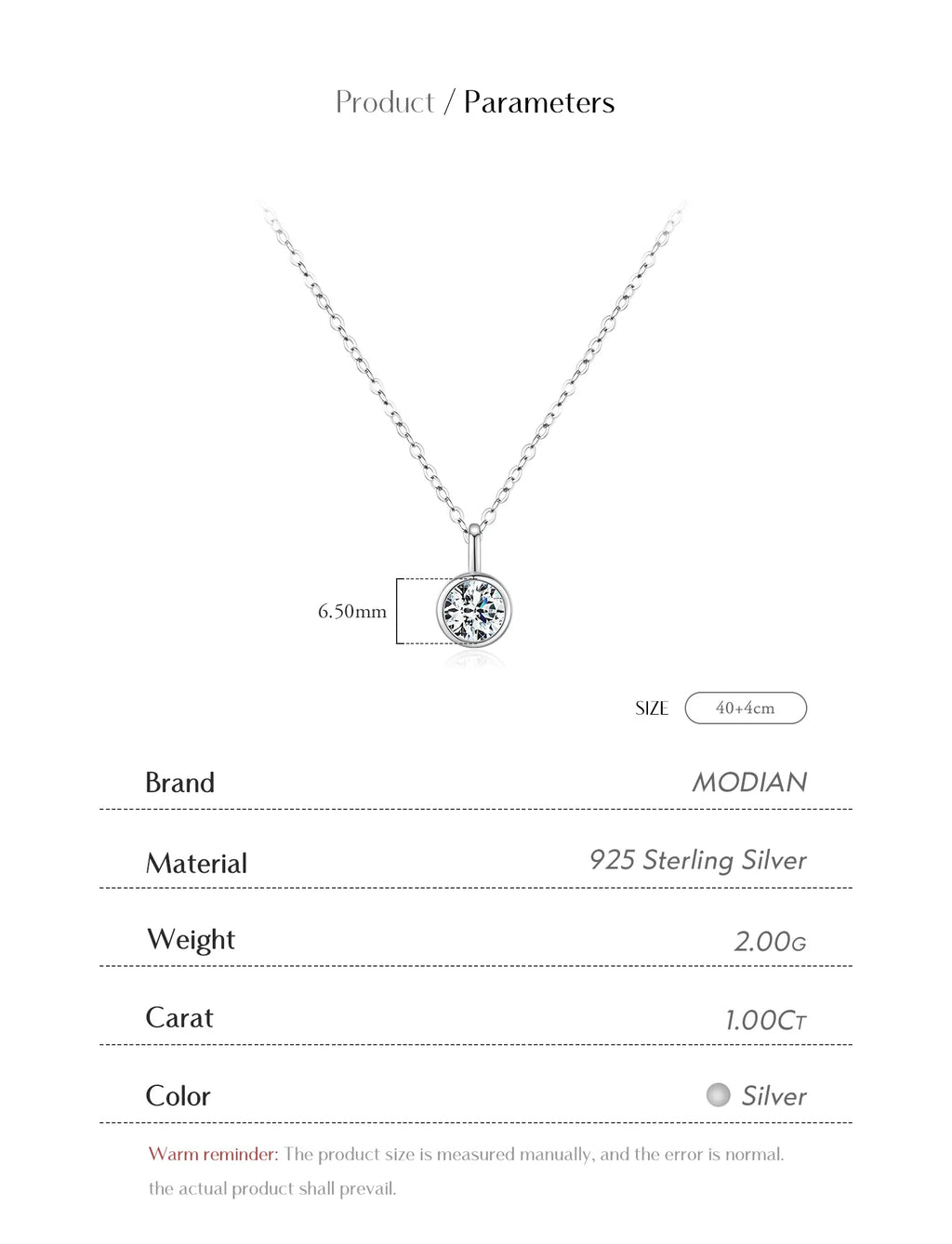 1 Carat D Color Round Bezel Setting Moissanite Pendant Necklace 925 Silver Lab Diamond Women Jewelry With Certificate Box