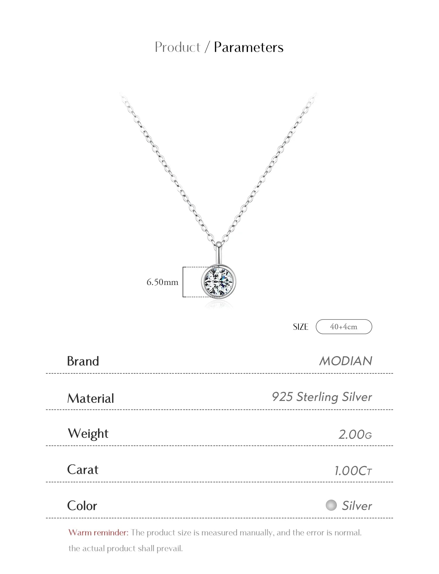 1 Carat D Color Round Bezel Setting Moissanite Pendant Necklace 925 Silver Lab Diamond Women Jewelry With Certificate Box