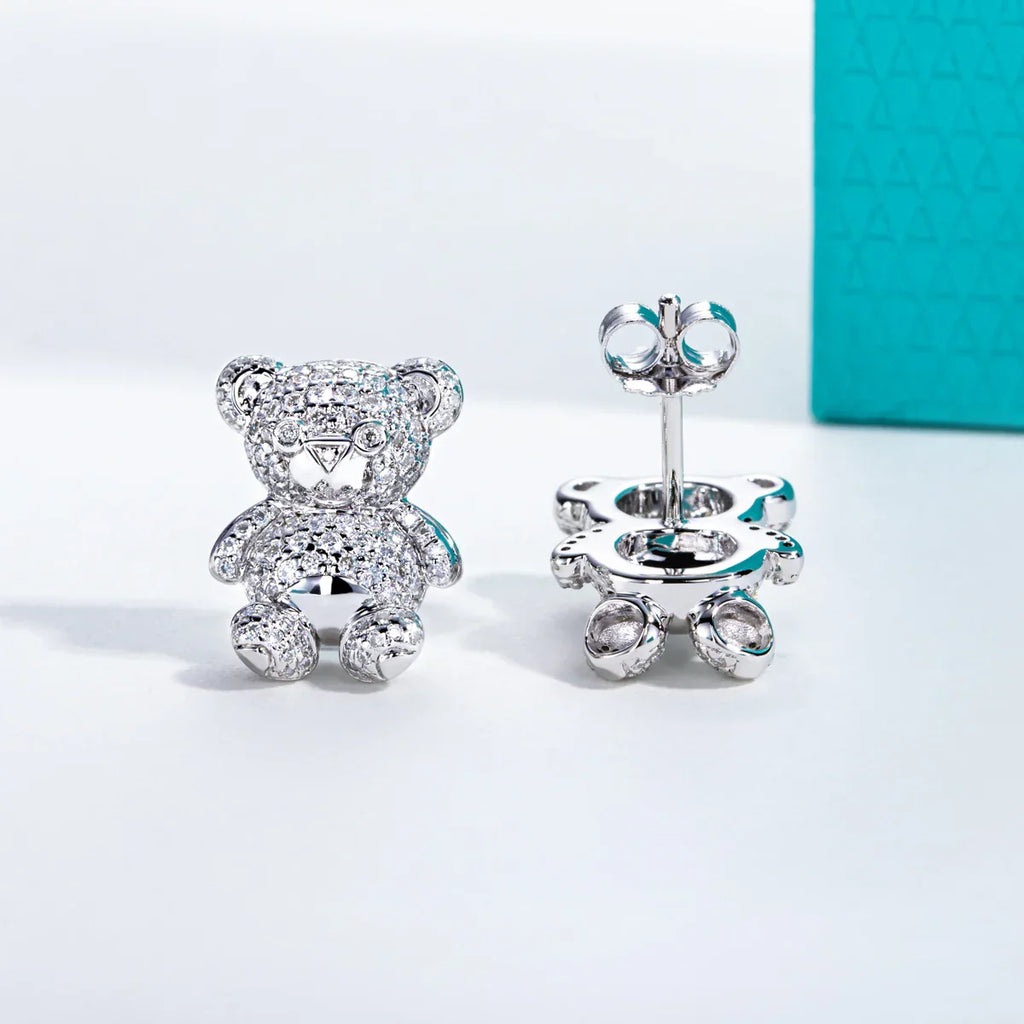 Moissanites Bear Earrings 925 Sterling Silver D Color VVS1 Moissanite Stud Earrings for Woman Jewelry Wholesale