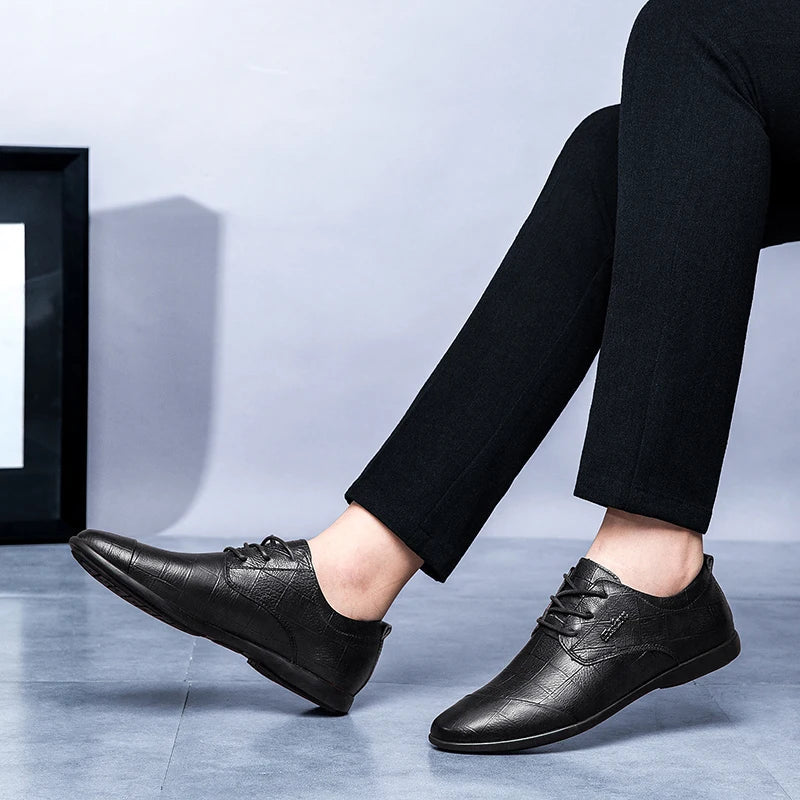 Luxury Business Oxford Genuine Leather Shoes Men Breathable Formal Dress Shoes Male Office Wedding Flats Footwear Evening Dress