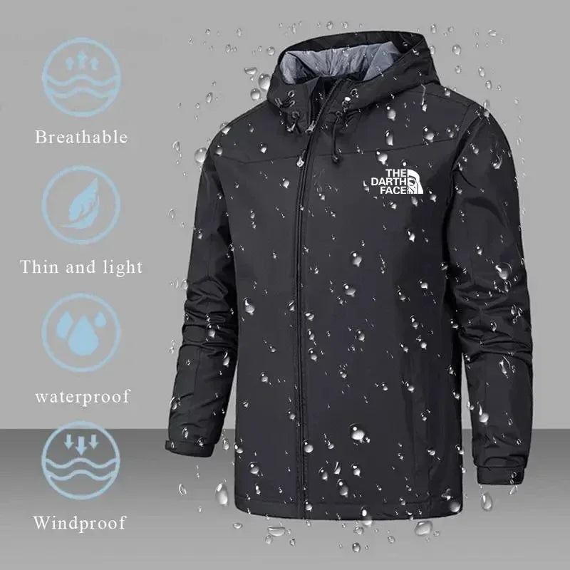 Men's Windproof and Waterproof Windbreaker, Pilot Zipper Hooded Overcoat, Spring and Autumn Mountaineering Casual Jacket 2025