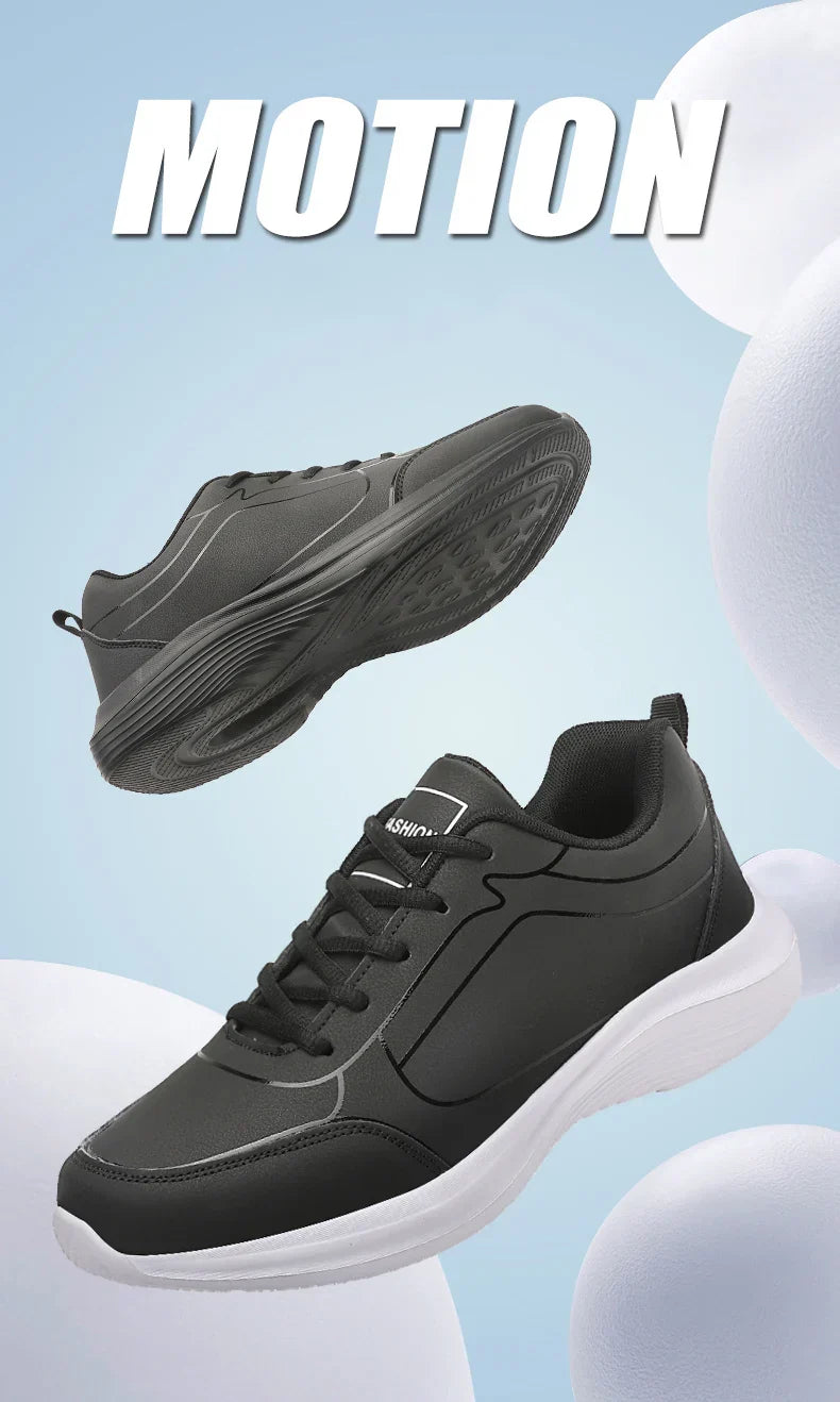 2025 New Lightweight Men Casual Leather Sneakers Non-slip Breathable Male Outdoor Running Shoes Lace Up Soft Sport Shoes