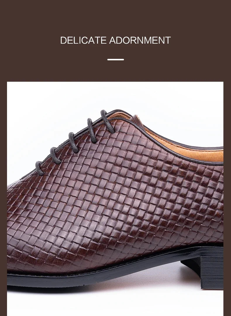 Luxury Genuine Leather Shoes Men Oxford Casual Business Office Shoes Comfortable Formal Lace Up Pointed Toe Dress Wedding Shoes