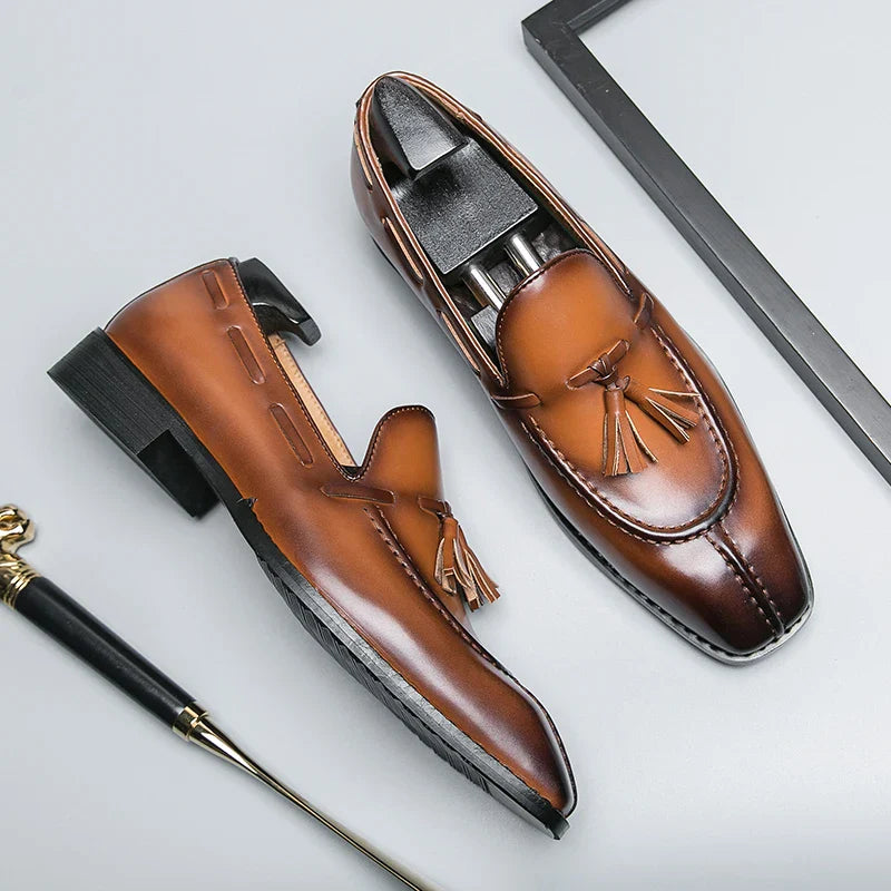 Fashion Shoe Office Shoes for Men Casual Shoes Breathable Leather Loafers Mens Driving Moccasins Comfortable Slip on 2023 Brown