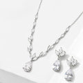 ZAKOL Elegant Necklace/Earring Jewelry Set for Women Gorgeous Pear Water Drop AAA Zircon Wedding Jewelry Gift